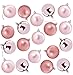 Juvale 48-Pack Mini Christmas Tree Ornaments - Pink Shatterproof Small Christmas Balls Decoration, Assorted 3-Finish Shiny, Matte, Glitter, Hanging Plastic Bauble Holiday Decor, 1.5 Inches