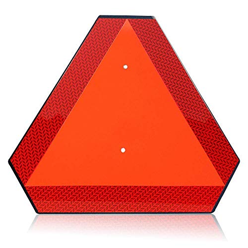 Slow Moving Vehicle Safety Sign,Slow Moving Vehicle Triangle Sign,Plastic 14"x16" Engineering Grade Reflective for Golf Cart (Plastic)