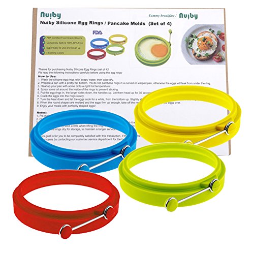Silicone Egg Rings Round NUIBY Non Stick Fried Egg Mold Pancakes