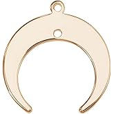 BENECREAT 30PCS 18K Gold Plated Crescent Moon Pendant 3D Brass Double Horn Charm with 2 Holes for DIY Jewelry Making Findings, 19x18x1mm