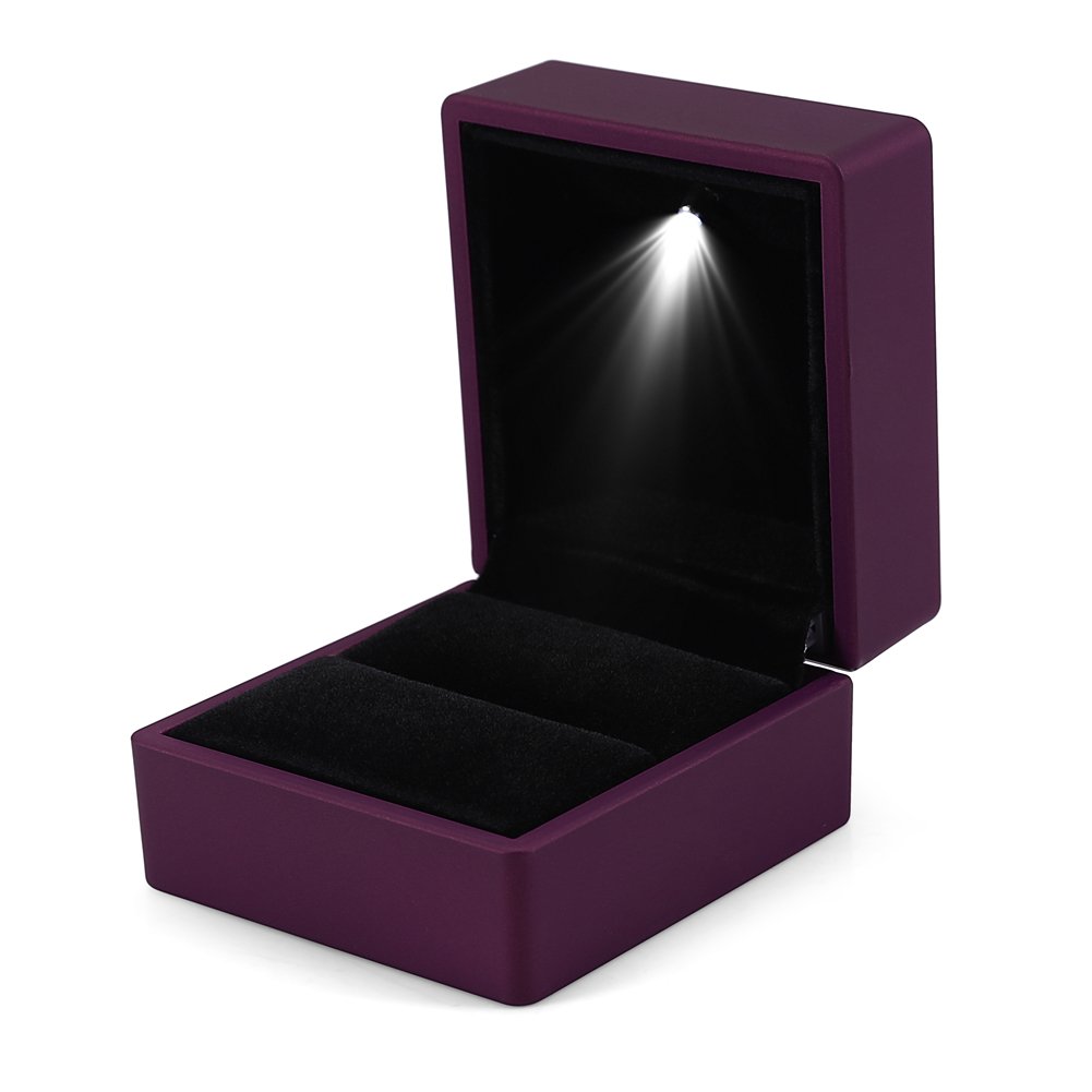 Stylish LED Light-Up Ring Box Storage Case Holder violet