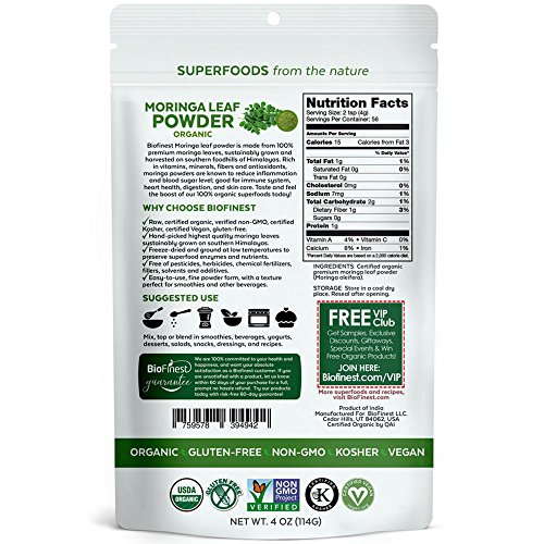 image for Biofinest Moringa Leaf Powder - 100% Pure Freeze-Dried Antioxidants Su