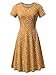 HUHOT Women Short Sleeve Round Neck Summer Casual Flared Midi Dress (Medium, Floral-24)