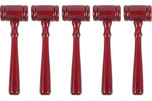 Tofficu 5pcs Wooden Judge Gavels Set, Wooden Courtroom Gavel, Red Wood Hammer Props for Kids Role Play, Cosplay, Halloween, and Legal-Themed Events, 4.33 X 1.37 X 0.78 Inches