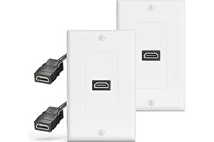 VCELINK HDMI Wall Plate, 2 Pack 4K HDMI Wall Plate with Pigtail, Supports 4K@60 Hz HDR ARC, HDMI Outlet for Home Theater (1-Port)
