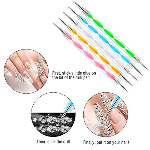 23 Pieces Nail Art Pens Kit Nail Art Painting Polish Design Tools Set, Includes 15 Pieces Nail Gel Brushes, 5 Pieces Nail Dotting Pens, 3 Pieces Drawing Pens - Thumbnail 4