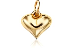 PORI JEWELERS 14K Solid Yellow Gold Heart Charm Pendants- Multiple Styles Available
