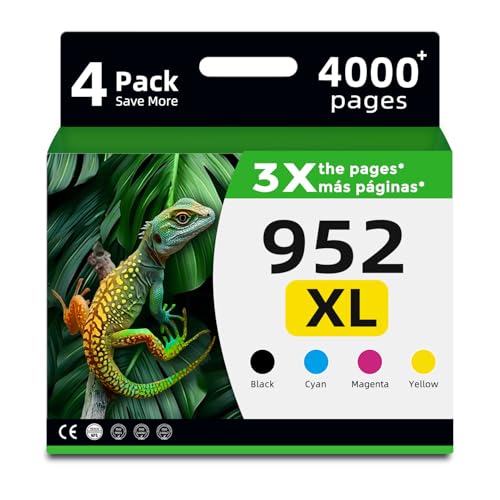 952xl Ink Cartridges Black Color Combo 4-Pack Compatible for HP 952 XL Work with Officejet Pro 8710 7740 Printers 8720 8702 8210 7720 8715 8730 8740 8216 8725 8700 8200 7730 8743 Cyan Magenta Yellow