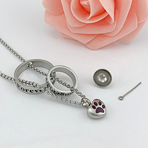 YOUFENG Urn Necklaces for Ashes No Longer by My Side Forever in My Heart Mom Dad Cremation Urn Locket Jewelry (Dog pet urn Necklace)