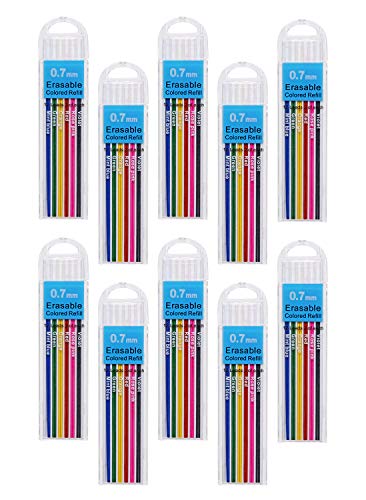 Tupalizy Erasable Colored Leads for Drawing Sketching Writing Taking Notes Adult Coloring Mechanical Pencil Refill for Teachers Students Artists Home School Office Art Project (0.7mm,6 Colors,120PCS)