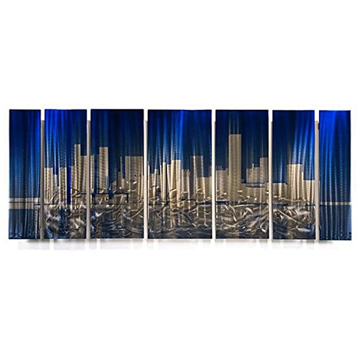 Modern Blue/Grey Metal Decorative Wall Art Home & Kitchen