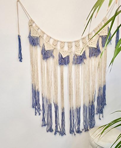 Boho Decor Macrame Tassel Wall Hanging Tapestry | Couch Wall Décor or Bedroom Wall Décor | Macrame Curtain for Dorm Wall Décor (47"W x 42"L, Indigo Violet)
