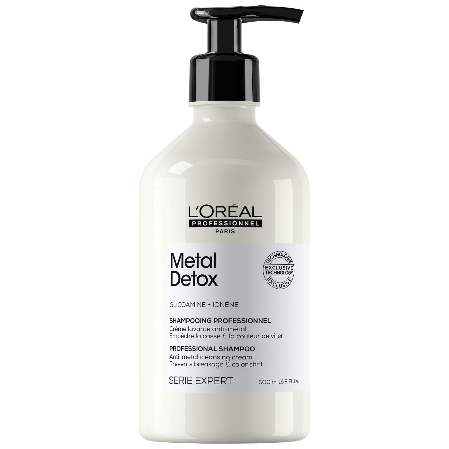 L’Oréal Professionnel Metal Detox Shampoo, Prevent Breakage & Colour Fade from Hard Water, Clarifying Shampoo that Prevents Damage, Sulphate-Free & Vegan, 500ml