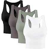 4 Pieces Women's Crop Tops Cotton Basic Tank Tops Racerback Sleeveless Sports Workout Crop Tank Tops