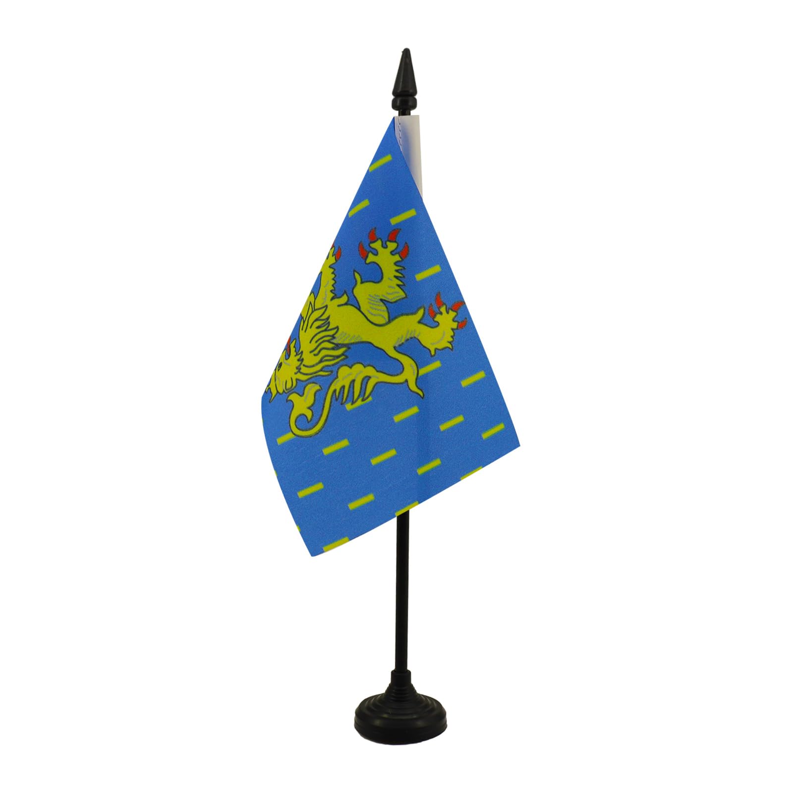 AZ FLAG - Franche-Comté Table Flag 4'' x 6'' - French region of Franche-Comté Office Mini Banner 100% Polyester 15 x 10 cm - Mini Desk Flag with 10'' Pole and Black Plastic Base — image 1
