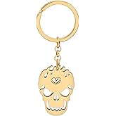 BAMAY Halloween Stainless Steel Sugar Skull Keychain Dainty Purse Car Key Chain Ring for Women Girls Men Charms Gifts