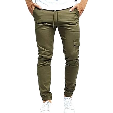 Sport Und Freizeithosen Herren GreatestPAK Persönlichkeit Freizeit Einfarbig Vielen Taschen Hosen Slim Fit Tunnelzug Joggingh