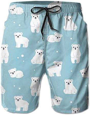 LWI DIW Polar Bear Men Summer Quick Dry Beach Surfing Board Shorts Swim Trunks With Mesh Lining