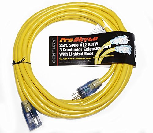 ProStyle 25ft. #12 SJTW 3 Conductor Extension Cord with Lighted Ends - Yellow