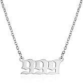 COLORFUL BLING Dainty Number Pendant Necklace Stainless Steel Choker 000 1111 111 222 333 444 555 666 777 888 999 Numerology Jewelry Gift for Women-Silver 999
