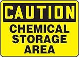Accuform MCHL652VP Plastic Safety Sign, Legend"Caution Chemical Storage Area", 7" Length x 10" Width x 0.055" Thickness, Black on Yellow