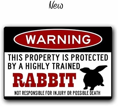 Rabbit Warning Sign, Rabbit Gift, Rabbit cage accessories, Rabbit lover gift, Rabbit Home Decor, 12 x 8 inch Aluminum Warning Sign