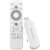 KICKPI KP2 Android TV Stick 2GB RAM 8GB ROM Android 14 Amlogic S905Y4 Quad-Core Processor 4K HDR Chromecast Built-in Dolby Audio Voice Assistant, White
