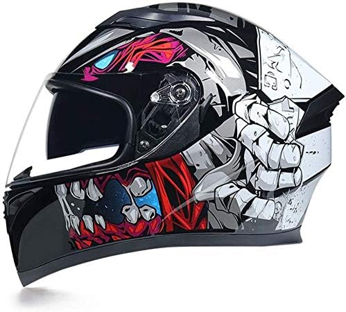 オートバイフルヘルメット ダブルレンズスポーツワンピースヘルメット取り外し可能で洗える裏地抗uvおよび衝突防止安全フルヘルメット Dot Certificatモペットチョッパークルーザー55 57cm Lovinghh Com