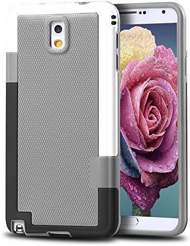 Note 3 Case, EXSEK Hybrid Ultra Slim 3 Color Case [Extra Front Raised Lip] Soft TPU &amp; Hard Bumper Durable Case Cover for Samsung Galaxy Note 3 (Grey)