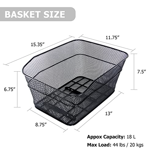 RAYMACE Rear Bike Basket with Waterproof Cover,Bicycle Cargo Rack