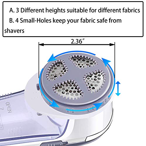 Nooa Lint Remover Fabric Shaver - High Speed Adjustable Sweater Shaver, Electric Fuzz Remover Battery Operated, Effective Defuzzer, Light Gray