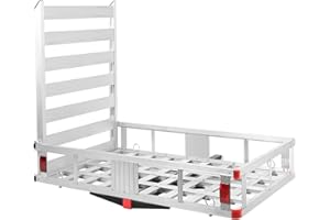 Happytools Aluminum Cargo Carrier, 50’’ x 29.5’’ Hitch Mount Mobility Wheelchair Scooter Carrier, Hitch Cargo Carrier with Ra