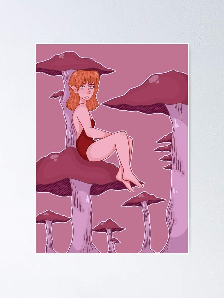 famfutho Mushroom Fairy Poster 12x16 Inch No Frame Board For Office Decor, Best Gift Dad Mom Grandmother And Your Friends