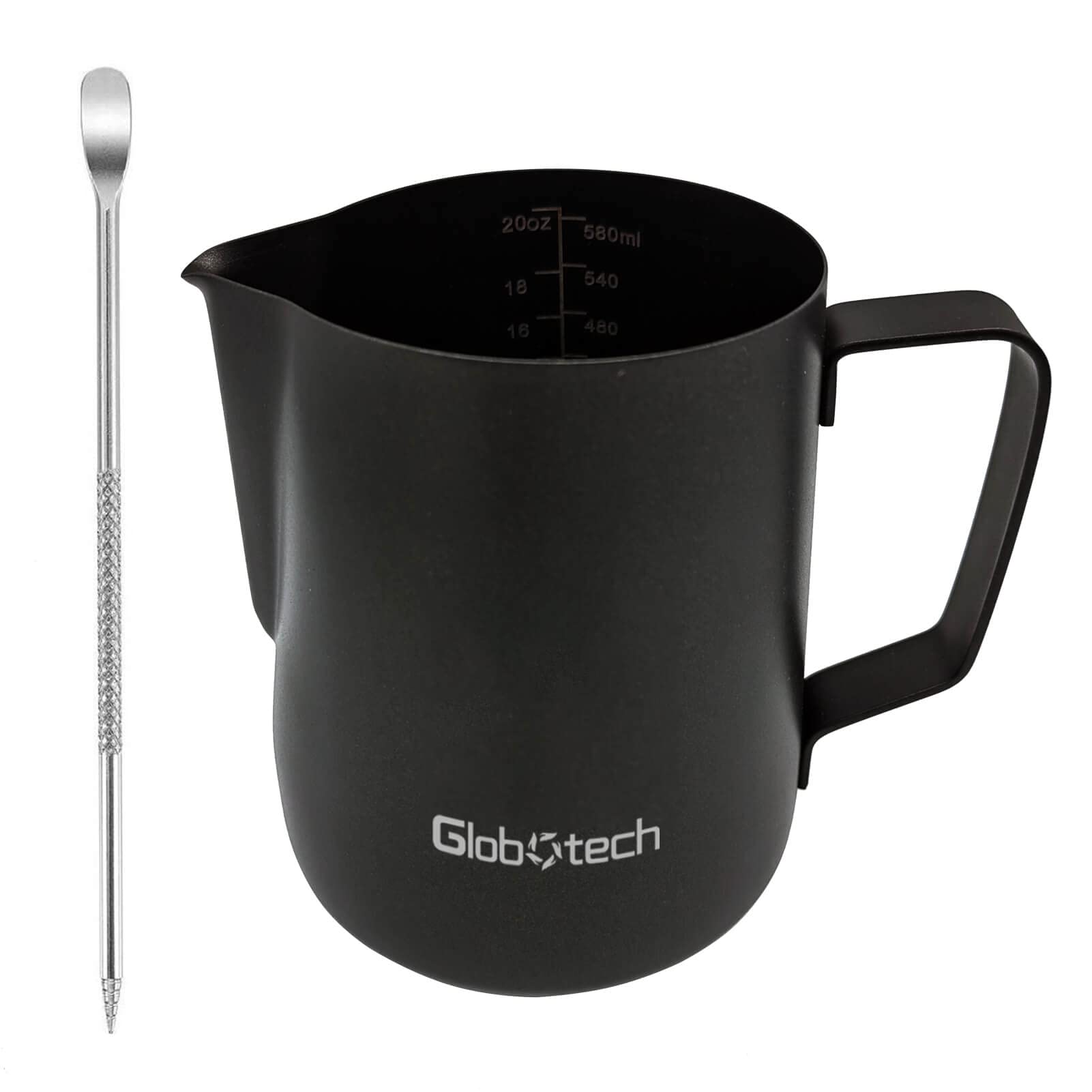 Espresso Frothing Pitcher Stainless-steel Jug - Coffee Frother Cup Milk Frothing Pitcher Froth Cup Latte Art Work Froth Steam Pitcher 20 Oz Black 600ml