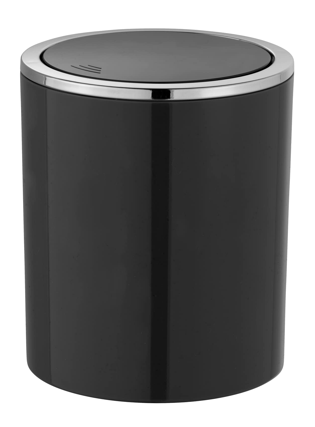 WENKO Inca Black Bin with Swing Lid Capacity 2 L, Ø 14 x 16, 8 cm