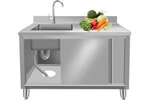 BDKNBHG Stainless steel cabinet/laundry sink with cabinet - outdoor kitchen Freestanding with hose hook up portable sink