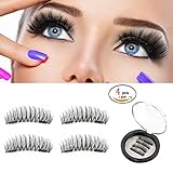 Magnetic Eyelashes No Glue & No Allergy Reusable Dual Magnetic Fake Eyelashes 3D Magnet Eyelashes Ultra Lightweight Fake lashes for Natural & Glamorous Look Easy to Apply (1 pair 4 pieces)