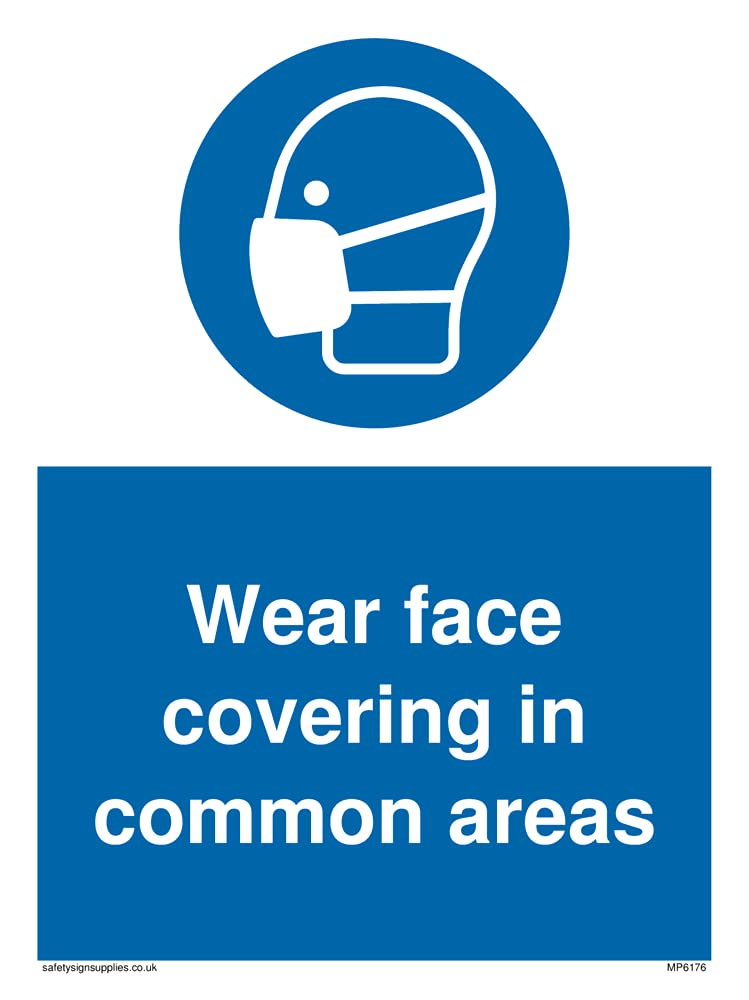 Pack of five - Wear face covering in common areas Sign - 150x200mm - A5P