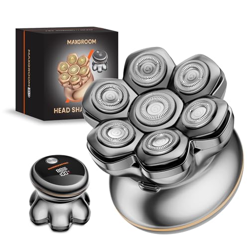MAXGROOM 7D PRO Men's Bald Head Shaver, Magnetic Head, 2 Speeds (7500/8800 RPM) Bald Crane Trimmer, IPX6 (Dry & Wet), Battery Life 140 min USB-C, Gift Idea for Men – Gift Idea for Husband Dad