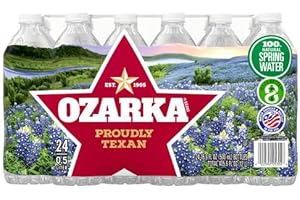 Ozarka Texas Spring Water Bottles, 24 Pack - Still Drinking Water with Naturally Balanced Minerals for a Crisp Clean Taste - 16.9 Fl Oz Bottle