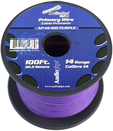 Best Connections Audiopipe Copper Clad Stranded Car Audio Primary Remote Wire (14 Gauge 100', Purple)