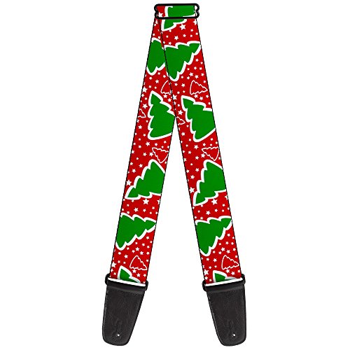 Buckle-Down Guitar Strap - Christmas Trees/Stars Red/White/Green - 2