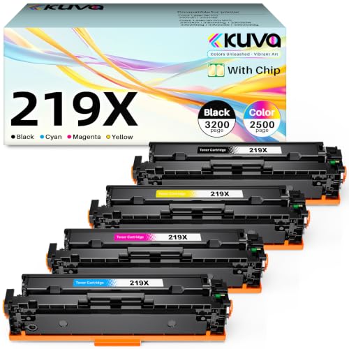 Kuva 219X Toner with Chip Compatible with HP W2190X W2190A 219A for Color LaserJet Pro MFP 3302FDW 3302SDW 3302FDN 3302FDNG 3302FDWG 3302SDWG 3202DN 3202DW (4-Pack)