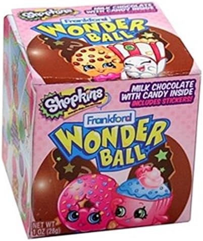 Shopkins Wonderball Chocolate Surprise Egg with Candy and Stickers, Pack of 5