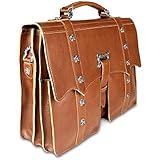 OTSK Brown Attorney Briefcase, Leather Law