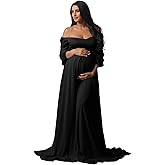 Fivsole Long Sleeve Maternity Dress for Baby Shower Photoshoot Chiffon Pregnancy Maternity Gowns for Photography