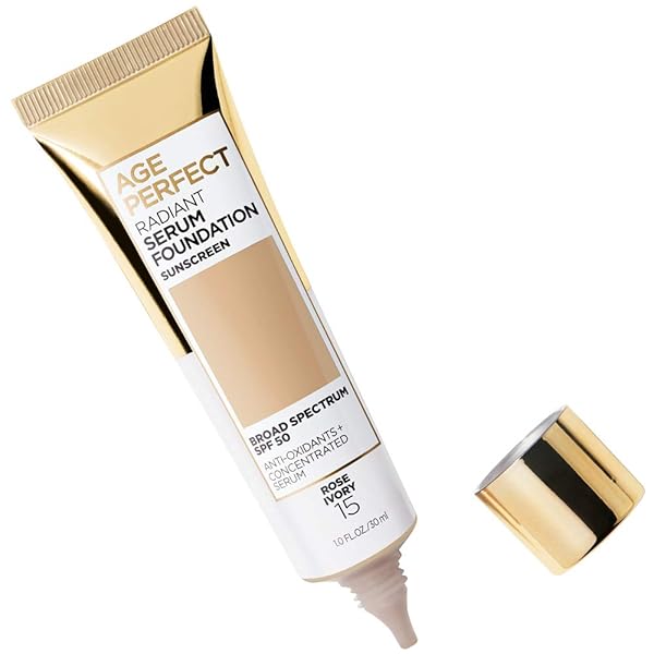 L’OREAL PARIS AGE PERFECT RADIANT SERUM FOUNDATION WITH SPF 50, ROSE IVORY, 1 OUNCE