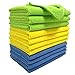 POLYTE Microfiber Cleaning Cloth, 12 x 16 in, Blue, Green, Yellow, 12 Pack