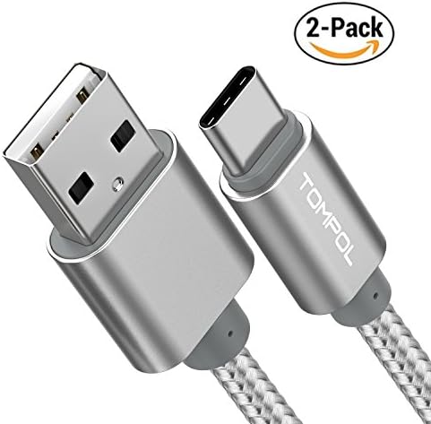 USB Type C Cable, TOMPOL [2 Pack] USB C Cable 6.6ft Nylon Braided Fast Charger Cord for Samsung Galaxy Note 8 S8, Google Pixel, LG V30 V20 G6 5, Nintendo Switch, OnePlus 5 3T 2