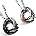 Flongo Men's Womens Stainelss Steel Simple Queen King Crown CZ Valentine Pendant Necklace